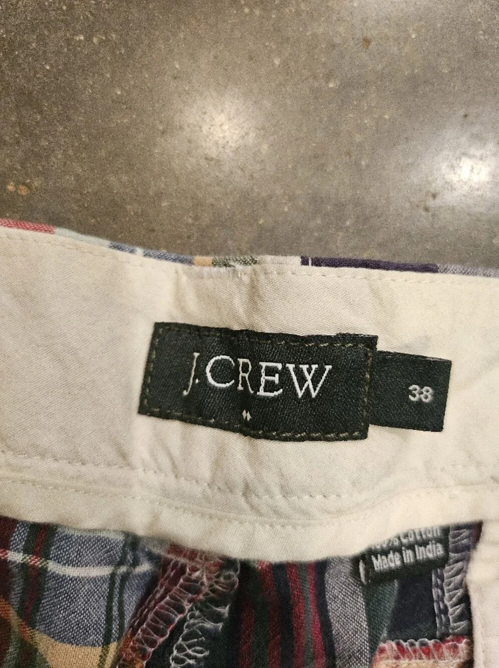 J Crew Mens 38 Madras Plaid Patchwork Shorts Classic 8